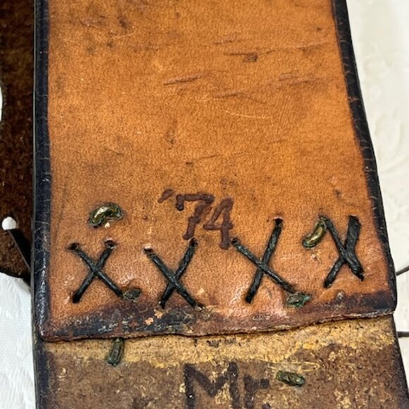 VTG '74 Handmade Brown Leather Tool/Knife Holder for Belt Rugged 6.5" Long - Picture 11 of 16